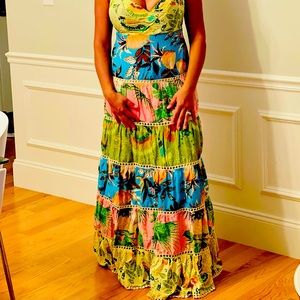 FARM Rio Colorful Birds Maxi Dress NWOT